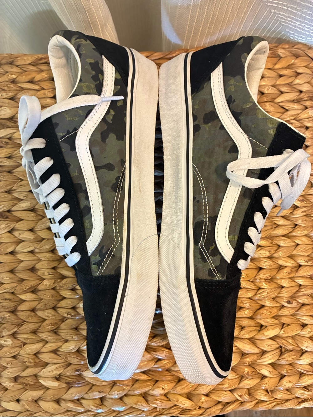 Vans Old Skool Low Top Sneakers - Black & Green Camo Mens Sz 10.5 - Picture 6 of 8
